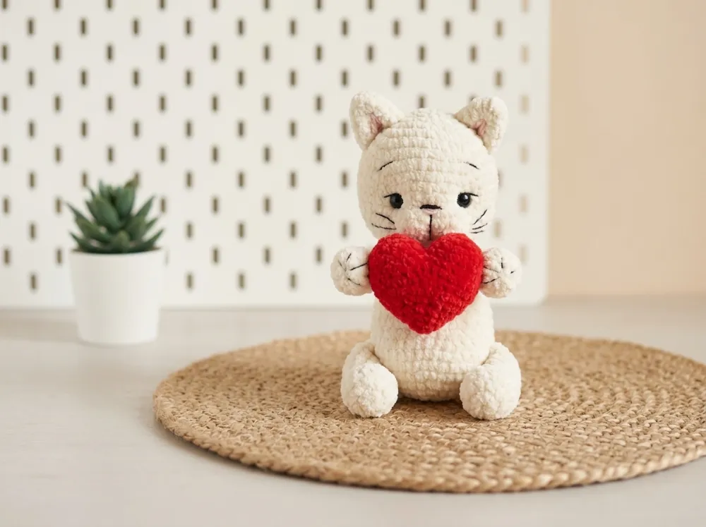 Cat in Love Amigurumi Crochet Pattern PDF