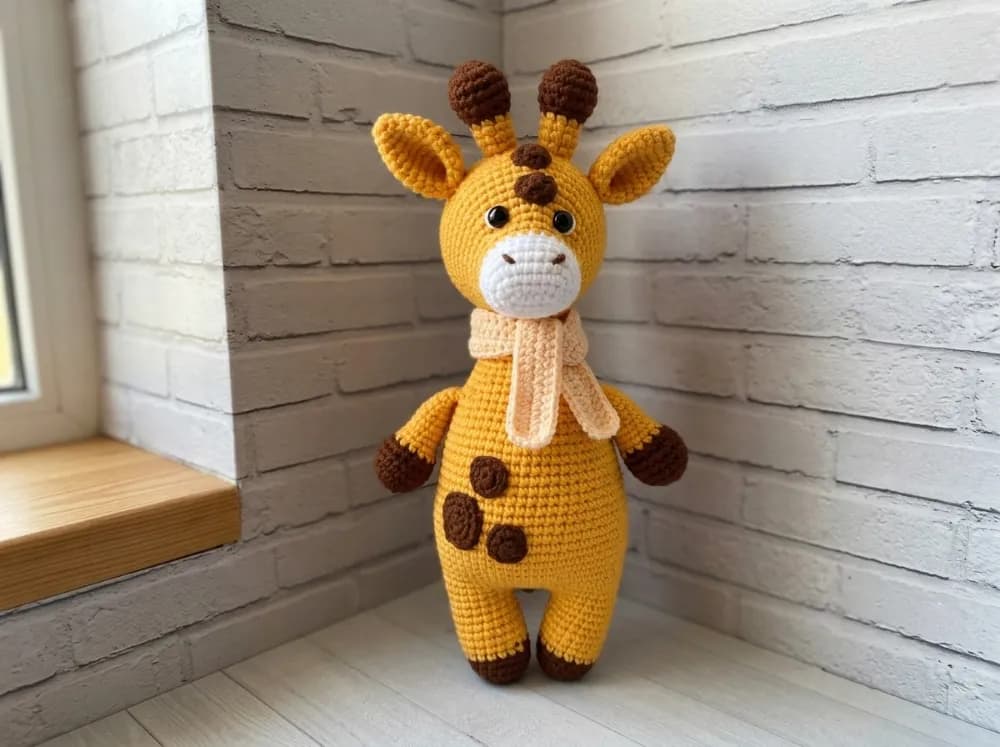 Giraffe Amigurumi Crochet Pattern with Scarf, Cute Safari Animal Plush Toy, Nursery Decor Baby Shower Gift, PDF Pattern Instant Download, photo 1 of 7