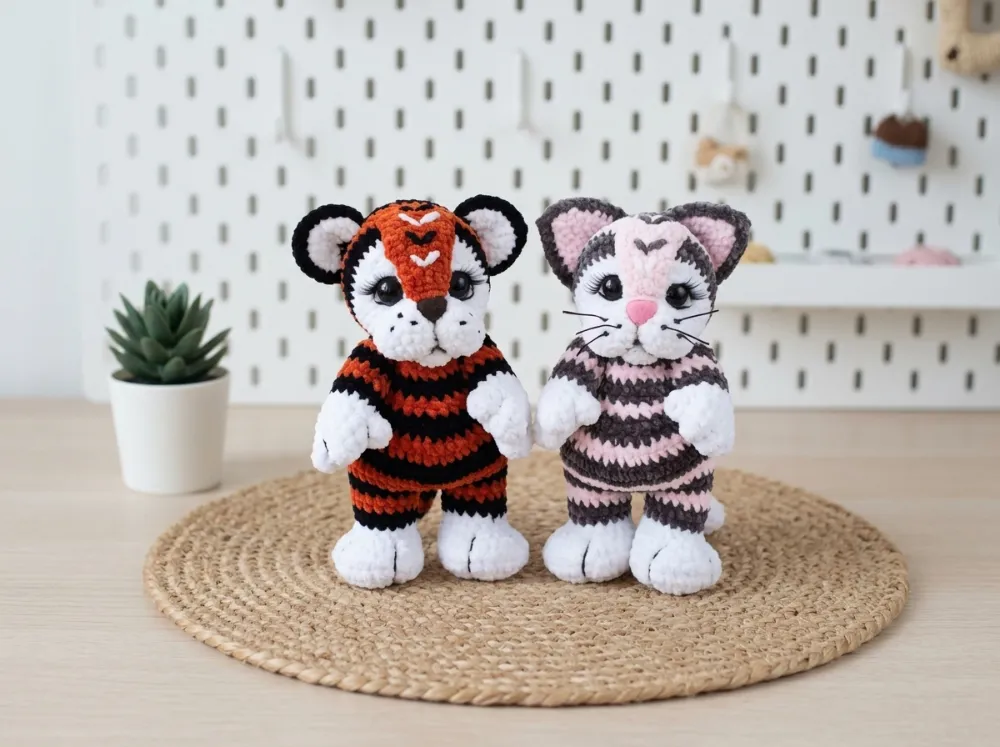 Tiger Cub and Cat Amigurumi Crochet Pattern PDF al Duo