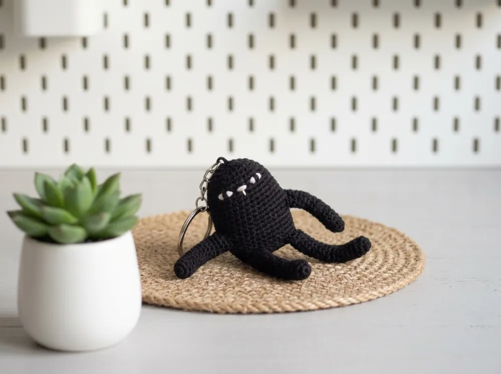 Black Cat Amigurumi Keychain Crochet Pattern PDF, photo 1 of 7