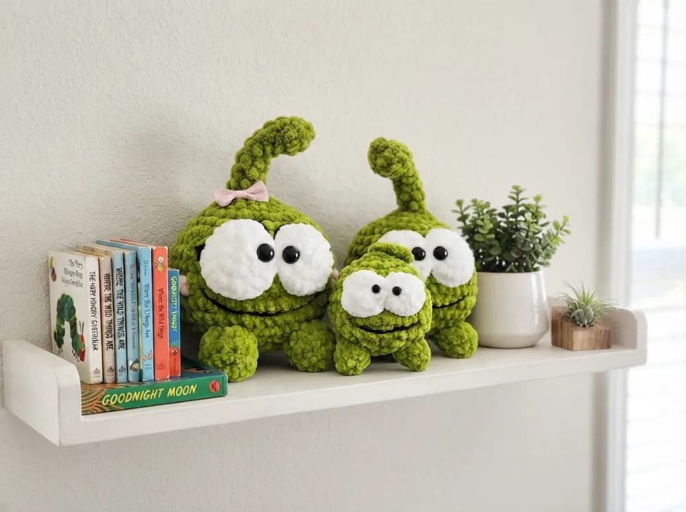 Green Monster Amigurumi Crochet Pattern, Big and Little Round Toy Family Set, Cute Plush Nursery Decor Baby Kids Gift, PDF Instant Download, photo 1 of 6