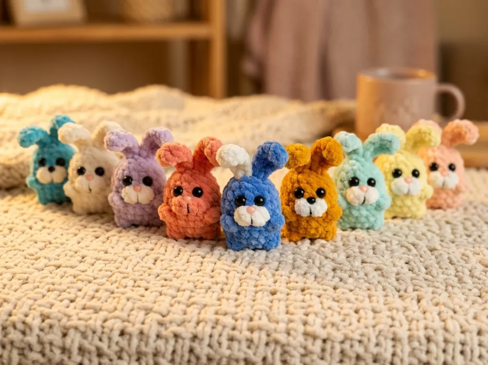 Tiny Bobble Bunny Charm Amigurumi Crochet Pattern PDF, photo 1 of 9