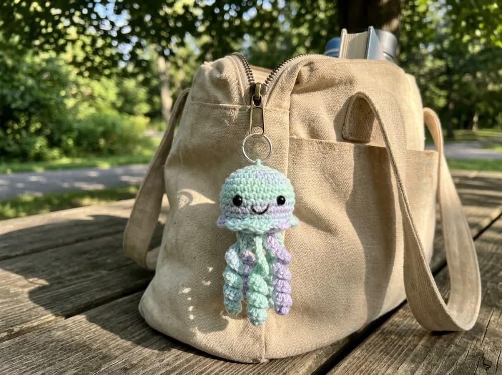 Little Jellyfish Crochet Pattern, Amigurumi Jellyfish Keychain Charm, Cute Sea Animal Nursery Decor Toy, PDF Pattern Instant Download, photo 1 of 4