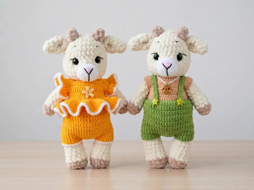 Baby Goat Boy & Girl Set Amigurumi Crochet Pattern