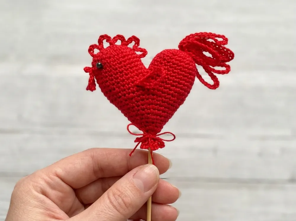Rooster on a Stick Crochet Pattern, Amigurumi Lollipop Rooster PDF, Easy Farmhouse Chicken Cake Topper, Digital Download Crochet Tutorial for Beginners, photo 1 of 6