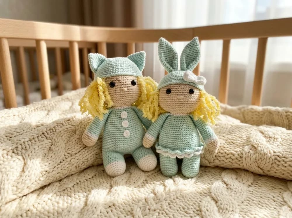 Kitten and Bunny Doll Amigurumi Crochet Pattern PDF