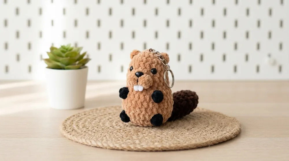 Beaver Amigurumi Keychain Crochet Pattern PDF