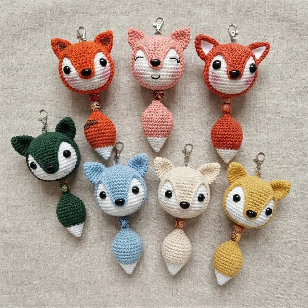 Fox Amigurumi Keychain Crochet Pattern PDF
