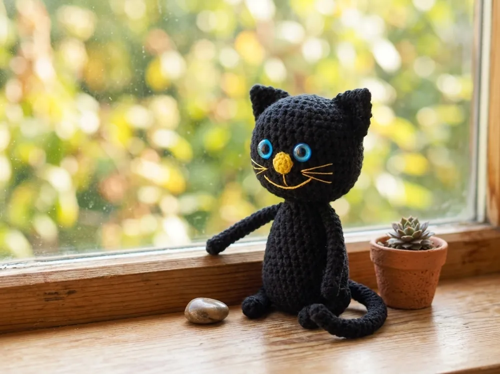 Smiling Kitten Amigurumi Crochet Pattern PDF, Easy Beginner Cat Stuffed Animal, Jointed Amigurumi Kitten Sewing Pattern Instant Download, photo 1 of 6